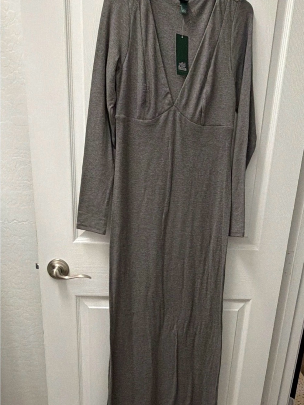 wild fable Long Sleeve V-Neck Maxi Dress - Gray
